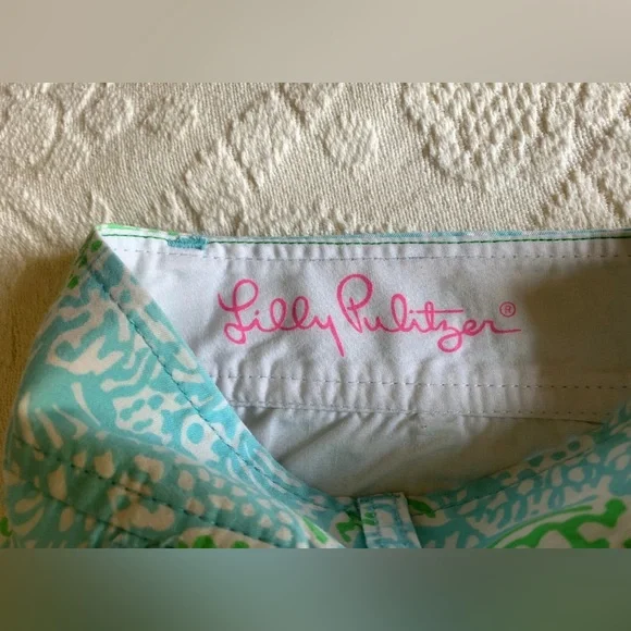 LILLY PULITZER WALSH Shorts Get Crackin Blue & Green Crab Print SZ 2 - Picture 6 of 6